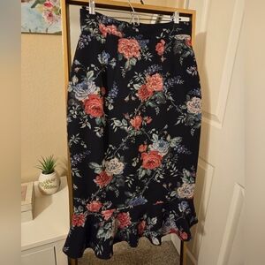 EUC Vixen By Micheline Pitt Flutter Pencil Skirt In Vintage Floral Print Size L